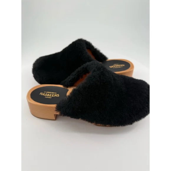 Swedish Hasbeens Fluff Genuine Shearling Clog Size 7US/37EU New without Box - Picture 11 of 14